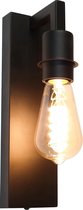 Wandlamp Movano Zwart - hoogte 17,8cm - E27 LED 4W 2200K 200lm - IP20 - Dimbaar > wandlamp binnen zwart | wandlamp zwart | muurlamp zwart | lamp zwart | sfeer lamp zwart