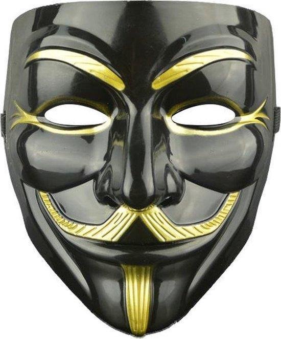 Vaccineren Perforatie diefstal Anonymous Masker - Zwart - Goud - Vendetta - Guy Fawkes - Leuk voor  Halloween -... | bol.com