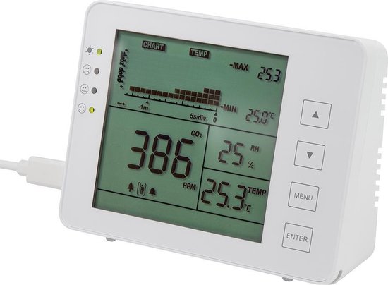 Logilink Indoor Air Quality Monitor & CO2 Alarm (usb power adapter niet  inbegrepen) | bol.com
