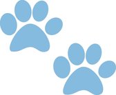 Hondenpootje / hondenpootjes - Licht blauw - autostickers - 2 stuks - 7 cm x 5,5 cm - hondensticker - hondenpoot