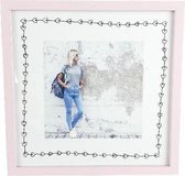 Fotolijst REINA - Roze - Hout / Glas - 20 x 20 cm - Vierkant