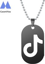 Case4You Deluxe Tik Tok Ketting | 50 cm | Charli Damelio | Addison Rae| Dixie Damelio | TikTok Stickers | James Charles | Kleding | Zwart