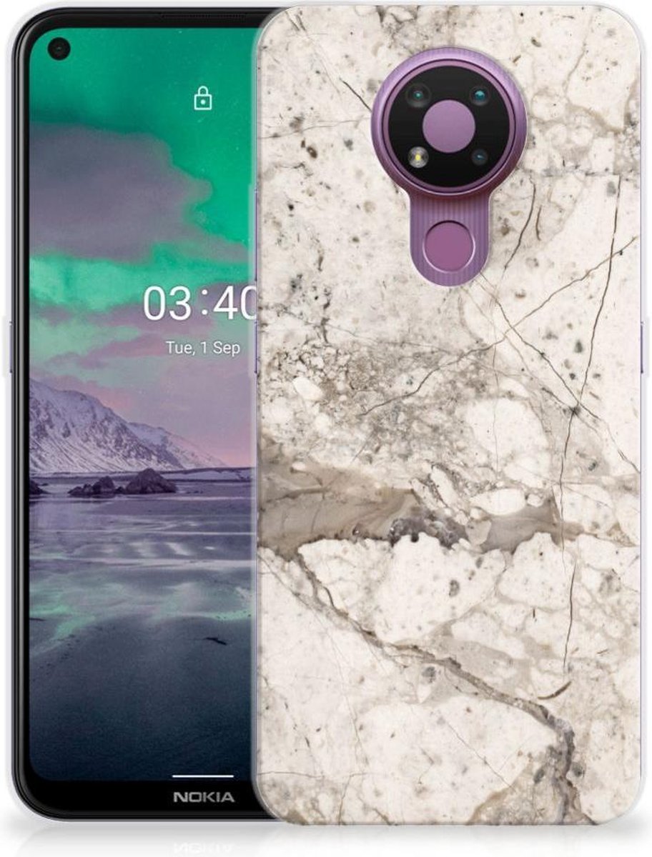 Nokia 3.4 TPU Siliconen Hoesje Marmer Beige