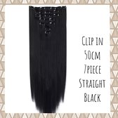 Clip In Extensions DUBBELSET 200gram 50cm black zwart