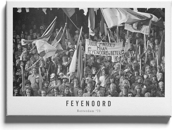 Walljar - Feyenoord supporters '73 - Muurdecoratie - Acrylglas schilderij - 30 x 45 cm