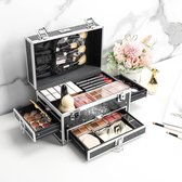 Make-up koffer - Aluminium afsluitbare beautycase / Zwart