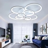 UnicLamps LED Bluetooth - 8 Ring Plafondlamp Met Afstandsbediening - Smart Lamp - WIT - Dimbaar Met App - Woonkamerlamp - Moderne lamp - Plafoniere