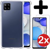 Samsung A42 Hoesje Shock Proof Case Met 2x Screenprotector - Samsung Galaxy A42 Hoesje Transparant Siliconen Case Cover - Samsung A42 Hoes Shockproof Met 2x Screenprotector