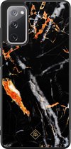 Samsung S20 FE hoesje - Marmer zwart oranje | Samsung Galaxy S20 case | Hardcase backcover zwart