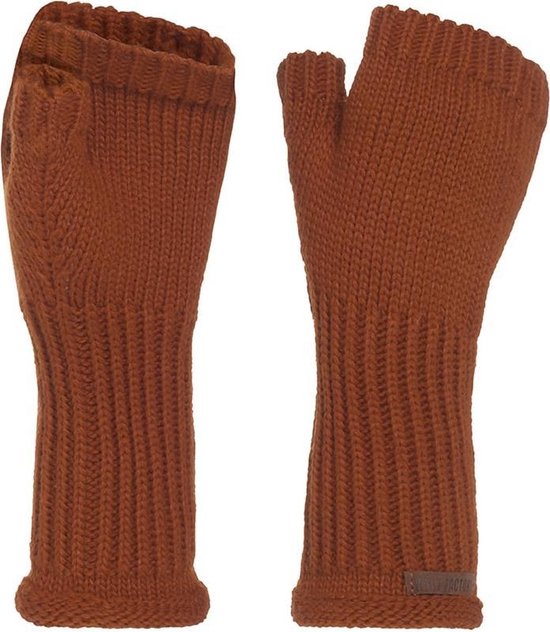 Knit Factory Cleo Gebreide Dames Vingerloze Handschoenen - Handschoenen voor in de herfst & winter - Oranje handschoenen - Polswarmers - Terra - One Size