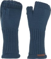 Knit Factory Cleo Gebreide Dames Vingerloze Handschoenen - Polswarmers - Petrol - One Size
