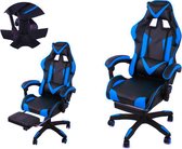 Gamestoel voor spelers - Bureaustoel met Voetsteun - Zwart-Blauw