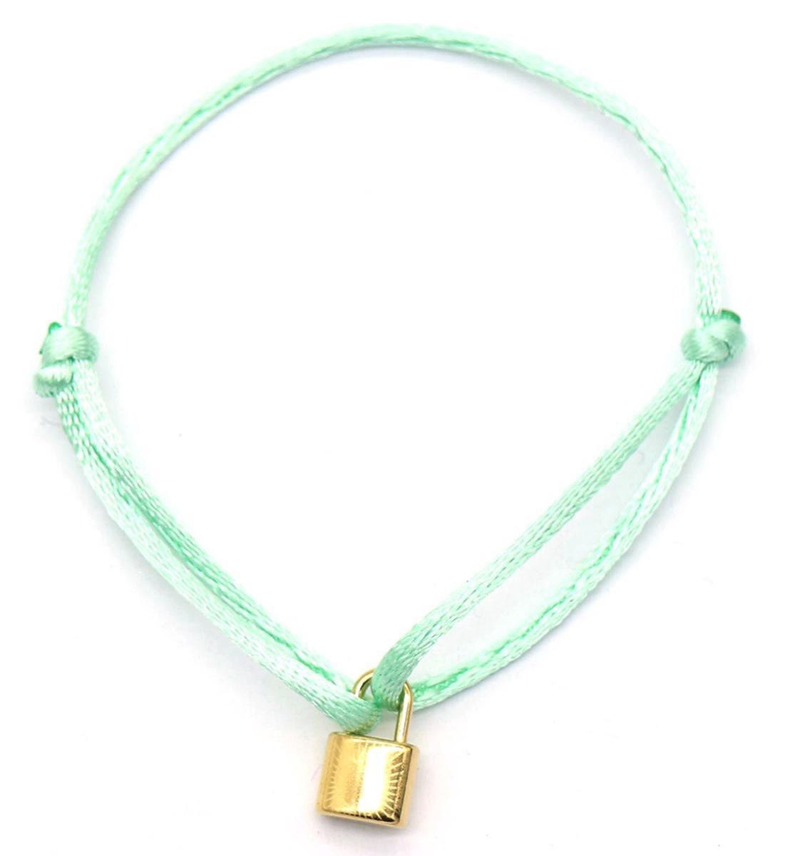 Armband Dames - Hangslot RVS - Lengte Verstelbaar - Groen en Goudkleurig