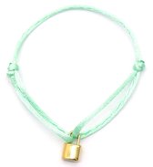 Armband Dames - Hangslot RVS - Lengte Verstelbaar - Groen en Goudkleurig