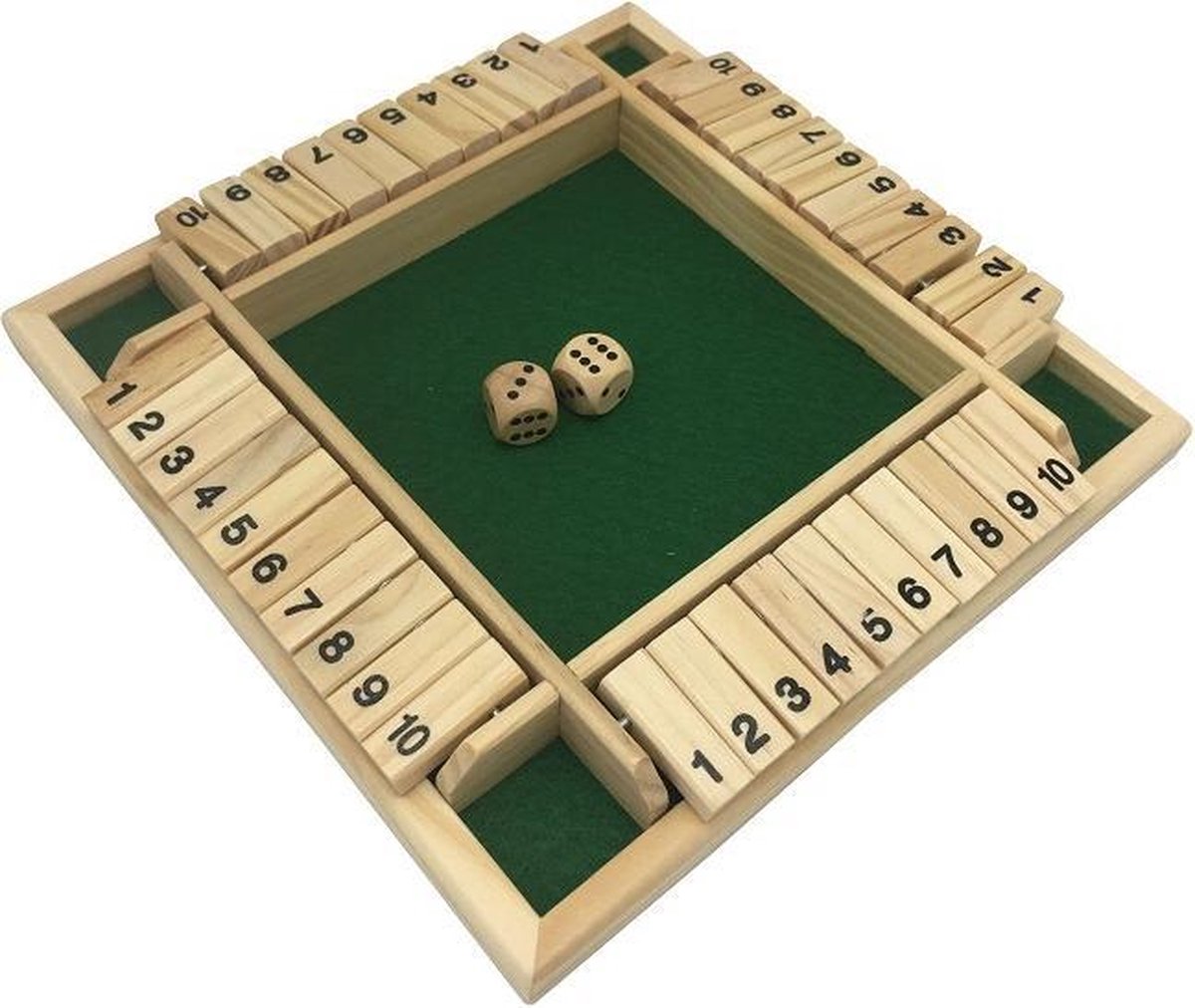 Shut the box 4 personen - Dobbelspel - Bordspel - Bordspellen - drankspel- gezelschapsspel voor volwassenen en kinderen - MEHO bordspellen