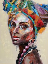 Schilderij canvas Afrikaanse vrouw geel 90x120