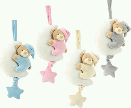 baby knuffel- muziekdoos- beer maan- roze | bol.com