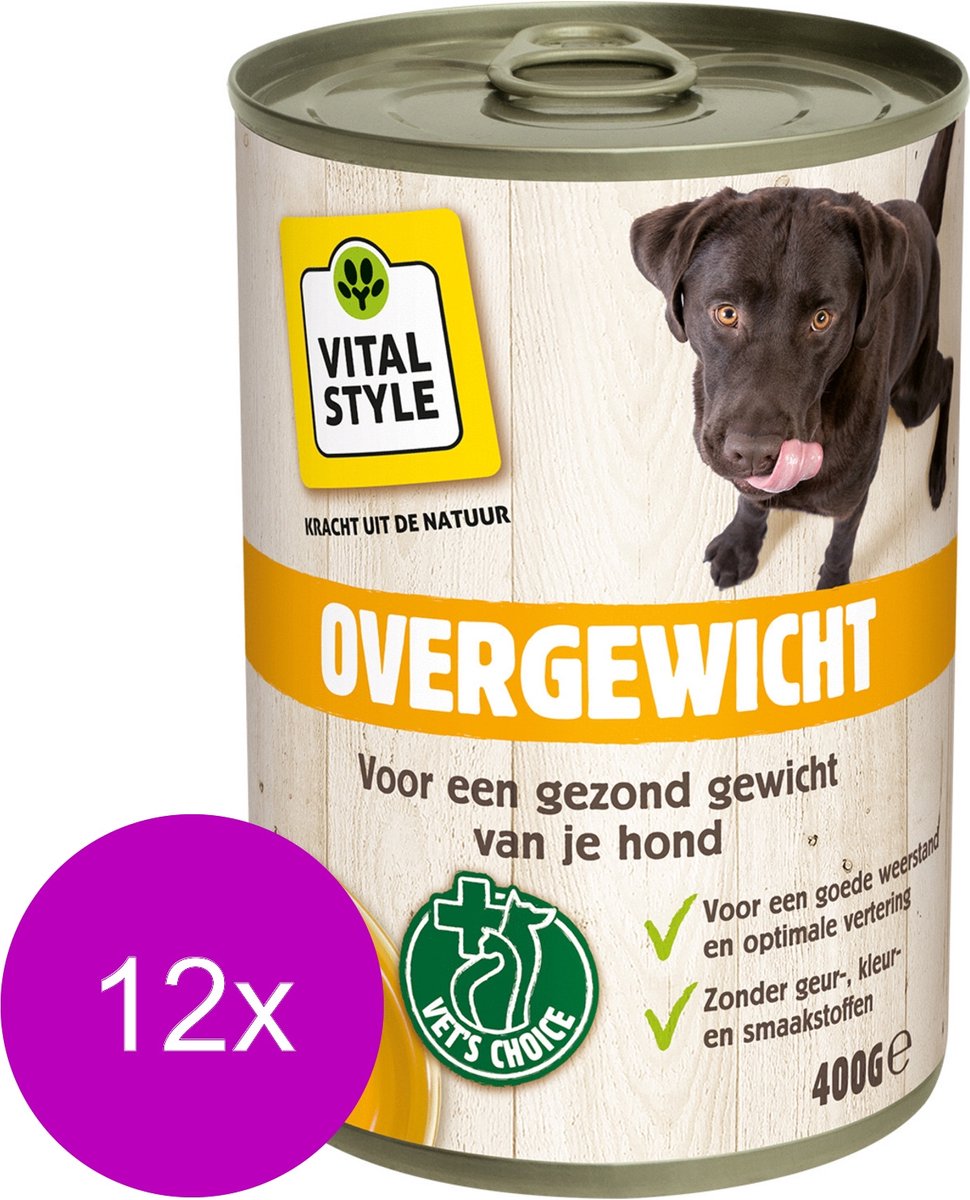 Vitastyle Vitastyle Blik Vitaal Vlees Overgewicht - Hondenvoer - 12 x 400 g