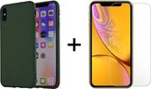 iPhone xs hoesje groen - iPhone xs hoesje siliconen case hoesjes cover hoes - 1x iPhone xs Screenprotector screen protector