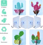 Buvel® zelfklevende haakjes - 8 stuks - Ophanghaken - Handdoek haakjes - Cactus