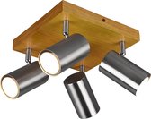 LED Plafondspot - Trion Milona - GU10 Fitting - 4-lichts - Rond - Mat Nikkel - Aluminium - BES LED