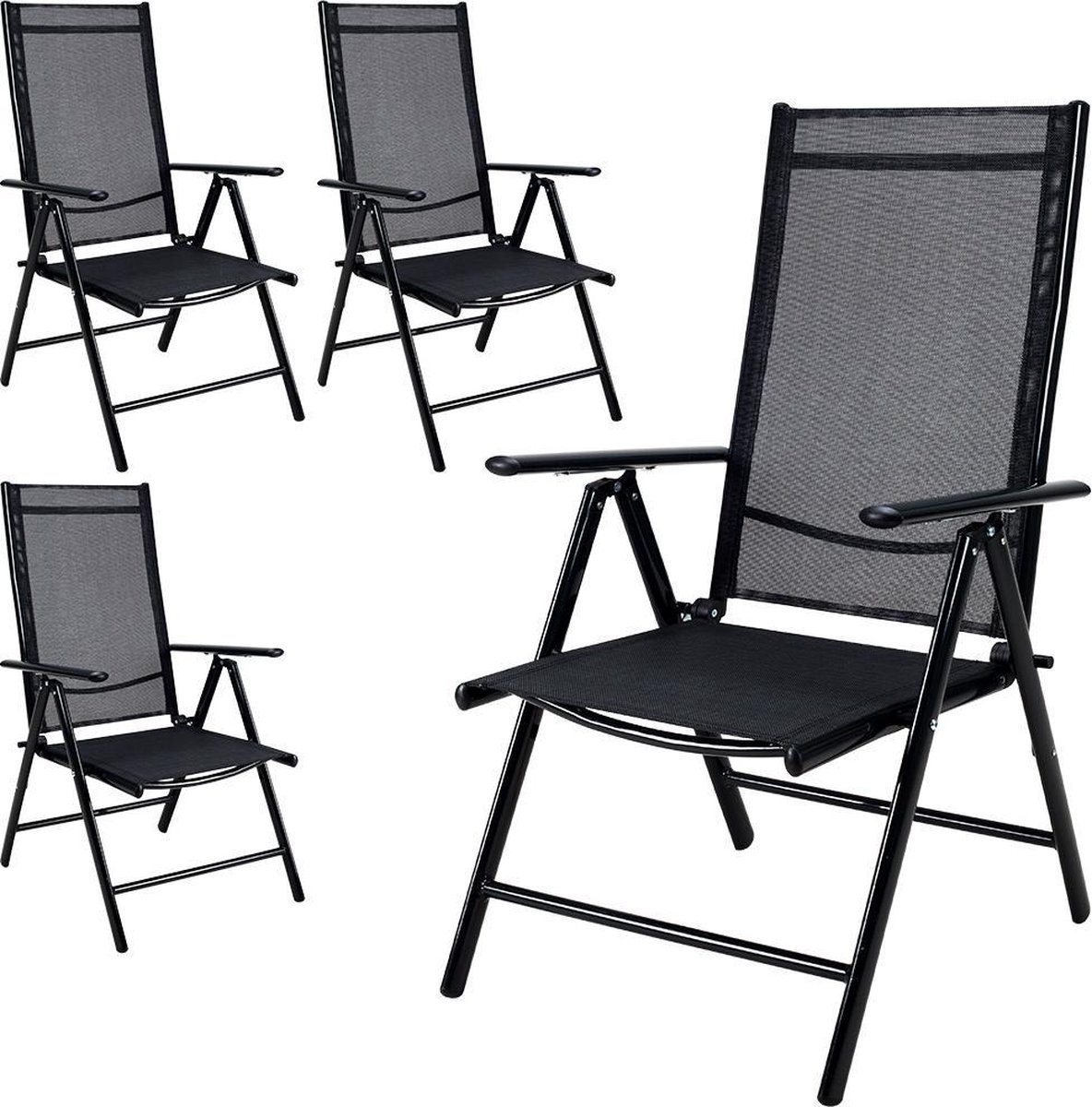 Casaria - Tuinstoel Bern – 4 stuks Inklapbaar - Antraciet