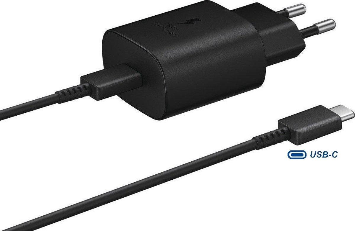 PEPPER JOBS 25W USB C Oplader – snellader samsung S21 – usb c oplader - usb c naar usb c kabel (1m) – usb c lader - Zwart - PEPPER JOBS