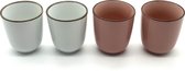 Koffiekopjes set van 4 - koffiemok - koffiebeker - 180ML - porselein - hip en trendy - wit - roze