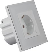 Wandcontactdoos Smart WiFi - Viron Wimo - Inbouw - 1-voudig - Randaarde - Incl. Glazen Afdekraam - Wit - BES LED