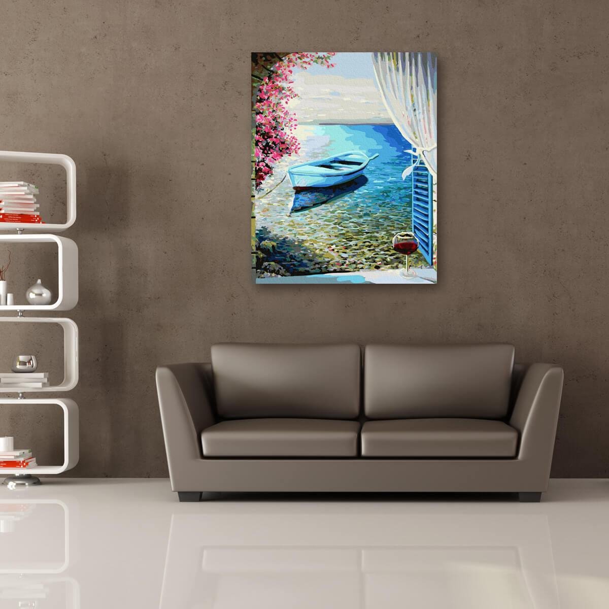 Schilderen Op Nummer Volwassenen DIY Paint By Number Compleet Hobby Pakket op Frame met Vernis - ®Arty Bee - Zeezicht Zijde 40x50cm — afbeelding 4