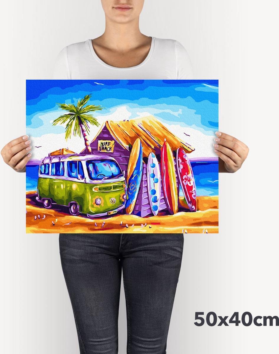 Schilderen Op Nummer Volwassenen DIY Paint By Number Compleet Hobby Pakket op Frame met Vernis - ®Arty Bee - Strand Paradijs 50x40cm — afbeelding 4
