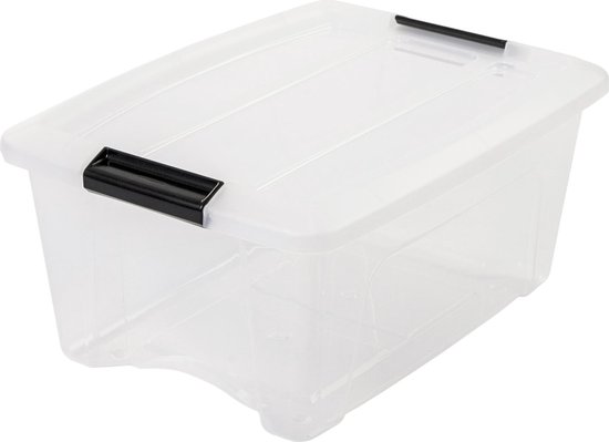IRIS Topbox Opbergbox - 15L - Kunststof - Transparant/Zwart - Set van 3 - IRIS