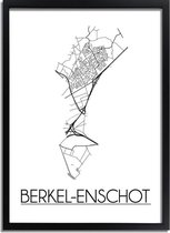 Berkel-Enschot Plattegrond poster A3 + Fotolijst zwart (29,7x42cm) - DesignClaudShop
