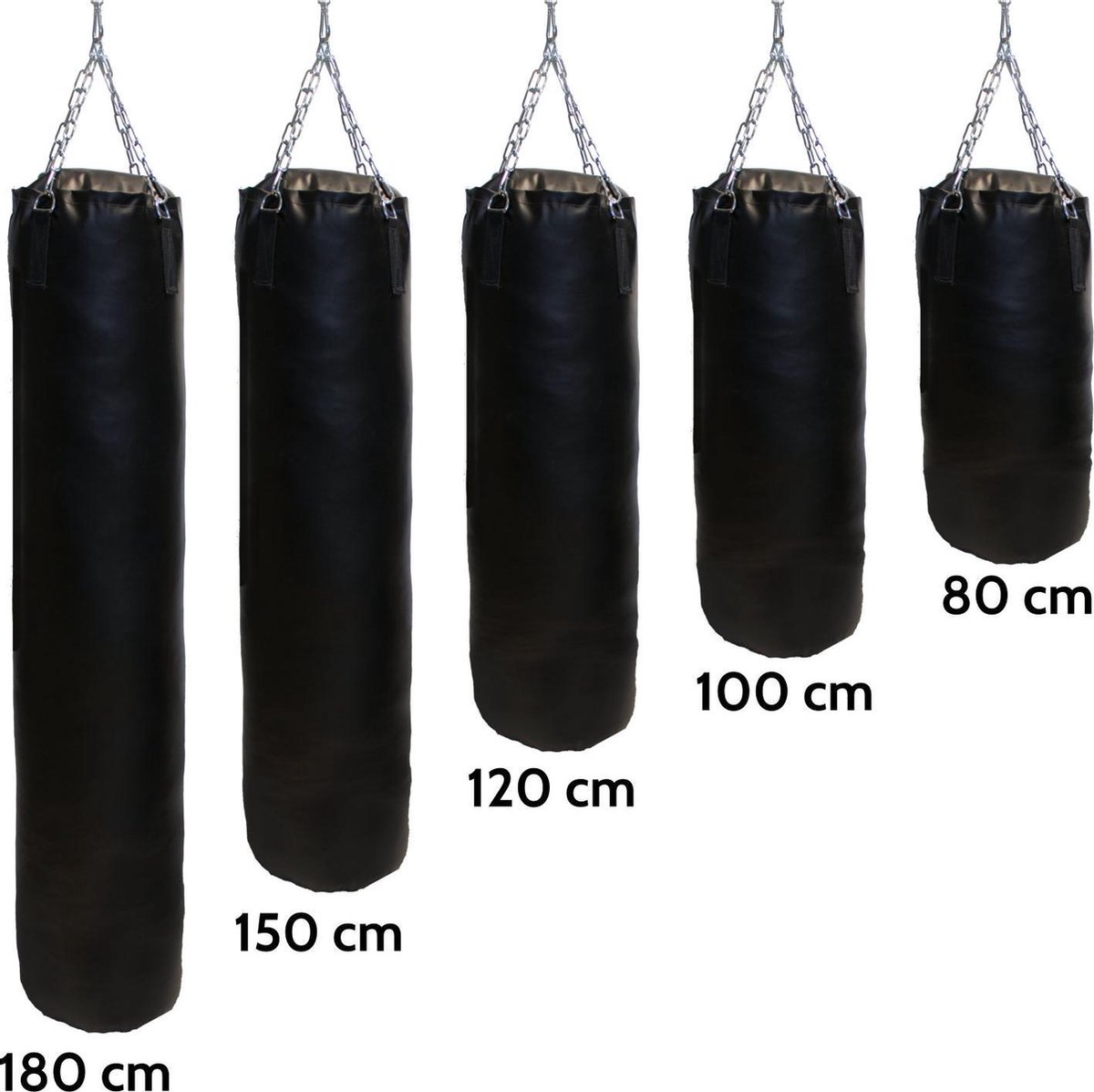 Sac de frappe boxe PVC avec chaine de suspension 27 Kg noir