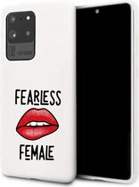 Samsung Galaxy S20 Ultra Wit siliconen hoesje Fearless Female  * LET OP JUISTE MODEL *