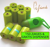 Biologisch Afbreekbare Hondenpoepzakjes - 10 Rollen - 150 Poepzakjes - Inclusief Gratis Poepzakjes houder/Poepzakjes Dispenser