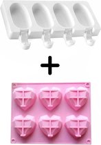 Bake It - Set 3D heart diamond - Magnum mold - ijsjes vorm - siliconen mal - ijs stokjes - mould - mold - magnum vorm silicone - bakvorm - harten