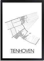 Tienhoven Plattegrond poster A3 + Fotolijst zwart (29,7x42cm) - DesignClaudShop