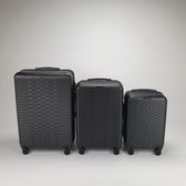 The Suitcase Society - Jet Black Waves Edition - Moderne 3-delige kofferset met 4 dubbele wielen