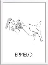 Ermelo Plattegrond poster A2 + fotolijst wit (42x59,4cm) - DesignClaudShop