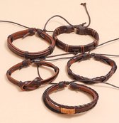 Set van 5 armbanden | bruin gekleurd