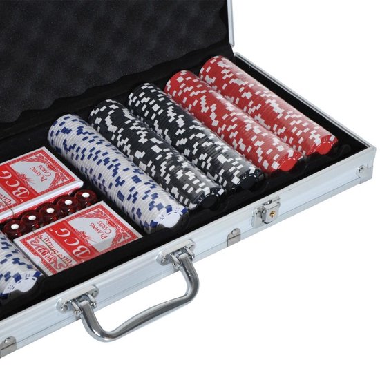 Deluxe Pokerset In Aluminium Koffer - Casino Omaha / Texas Hold Em Pro Poker & Blackjack Set Met 500 Chips & Poker Kaarten Playing Cards & Dobbelstenen Dice - Pokerkoffer