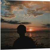 Forex - Zakkende Zon in de Zee - 80x80cm Foto op Forex