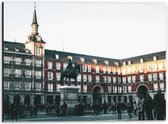 Dibond - Plaza Mayor - Spanje - 40x30cm Foto op Aluminium (Wanddecoratie van metaal)