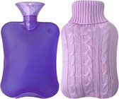 Warmwaterkruik en hoes  | rubber - paars | 31 x 20 cm - 2 L