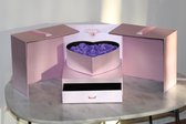 Flowerbox met Zeep Rozen - Giftbox - Valentijn - Moederdag - Roze Box met Paarse Zeep Rozen
