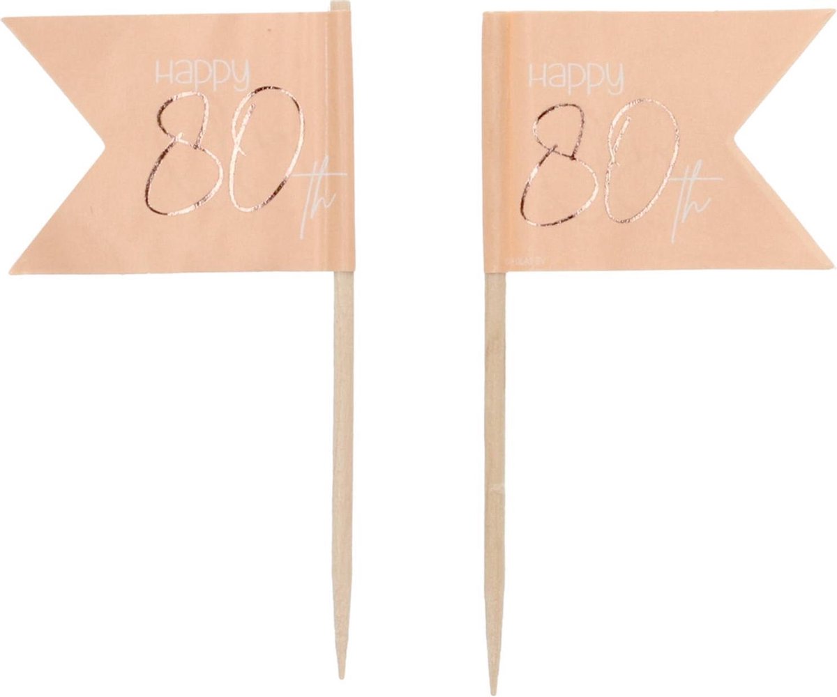Folat - Prikkers Elegant Lush Blush 80 Jaar - 36 stuks
