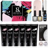 Complete luxe polygel kit - Gift Box- Inclusief uv - Led Lamp- 6 Kleuren : 15 gram per tube 15 -  2 Glittersets voor Nagels- Gellak- Nageldroger Nagellak set- Starterspakket Pack- Manicure se