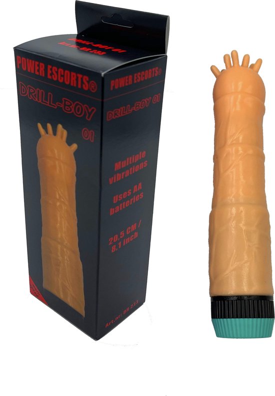 Power Escorts - Dril-Boy 01 - Oldtimer Bestseller Classics vibrator - Multiple Vibrations - deze vibrator heeft een super stimulerende top - extra g spot en clitoris stimulatie - - beige - BR233