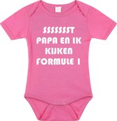 Rompertjes baby - papa en ik kijken formule 1 - baby kleding met tekst - kraamcadeau jongen - maat 92 roze